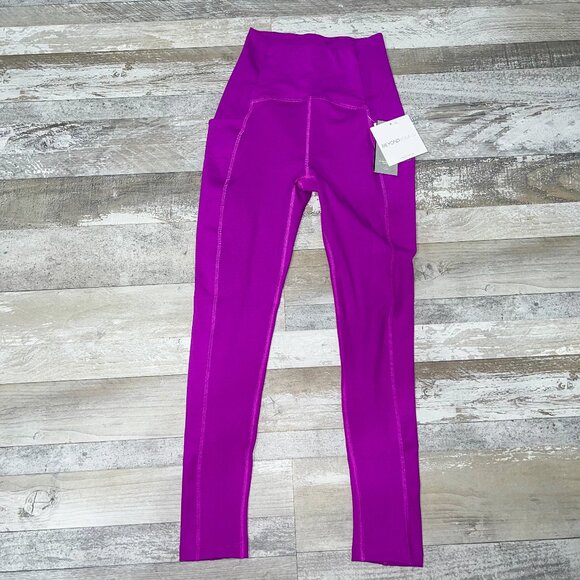 NWT Beyond Yoga Powerbeyond Strive High Waist Pocket Midi Legging Purple Size XS - Picture 1 of 11